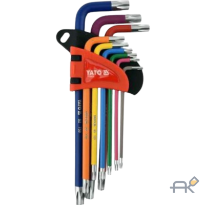 Ключи TORX с отверстием T10-T50 удлиненные S2 9шт Yato YT-05633